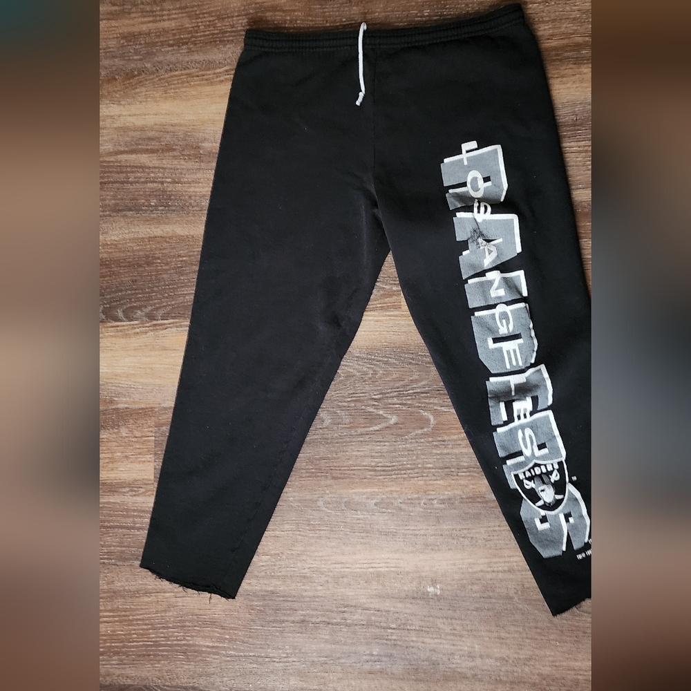 Vintage Los Angeles RAIDERS SWEATS CUT-OFF 1993 SZ L Made In USA - Picture 3 of 11